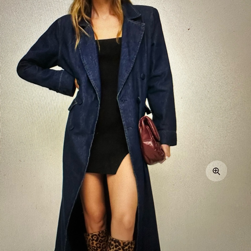 Reformation Navy Blue Long Trench Coat